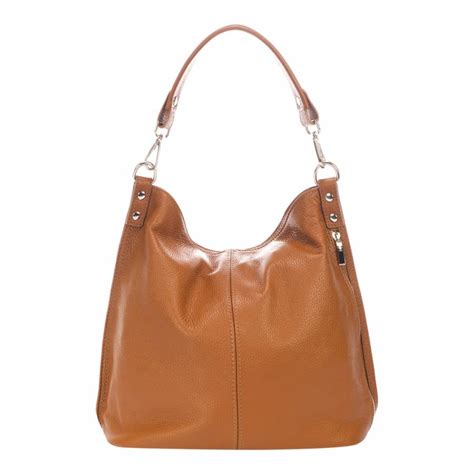 Cognac Leather shoulder bag .